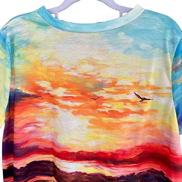 New Women's Sunshine Print Short Sleeve Crew Neck Pullover T-Shirt Size XXL - Picture 7 of 10